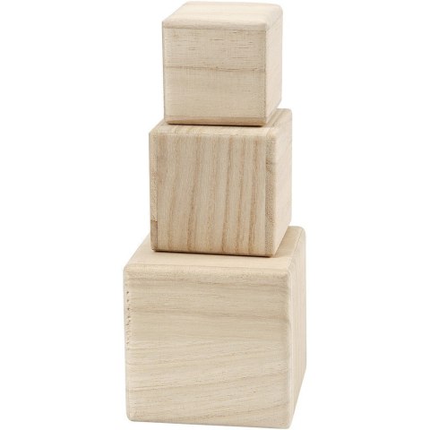 Drewniane Sześciany 3szt. rozm. 5+6+8 cm Drewniane Sześciany 3szt. rozm. 5+6+8 cm