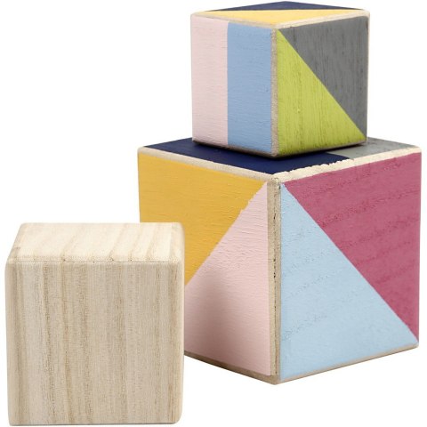 Drewniane Sześciany 3szt. rozm. 5+6+8 cm Drewniane Sześciany 3szt. rozm. 5+6+8 cm