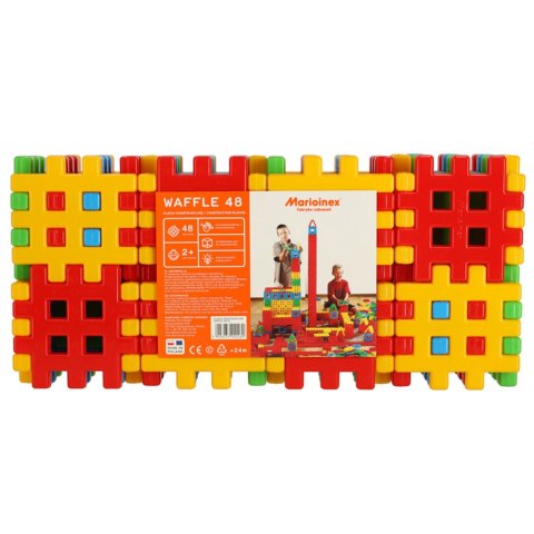 Klocki duże wafle konstrukcyjne kostka 48 elementów MARIOINEX Klocki duże wafle konstrukcyjne kostka 48 elementów MARIOINEX