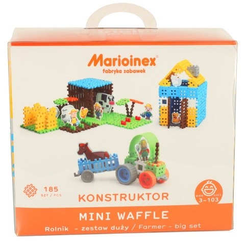 Klocki konstrukcyjne polskie mini wafle farmer blister 185 elementów MARIOINEX Klocki konstrukcyjne polskie mini wafle farmer blister 185 elementów MARIOINEX