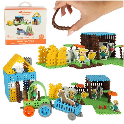 Klocki konstrukcyjne polskie mini wafle farmer blister 185 elementów MARIOINEX Klocki konstrukcyjne polskie mini wafle farmer blister 185 elementów MARIOINEX