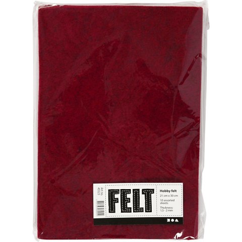 Filc 10 ark. A4 Czerwony Melanż Filc 10 ark. A4 Czerwony Melanż