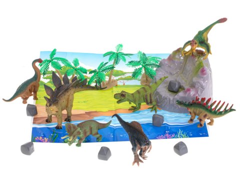 Figurki zwierzęta dinozaury 7szt + mata i akcesoria zestaw Figurki zwierzęta dinozaury 7szt + mata i akcesoria zestaw