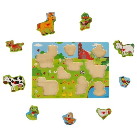 Puzzle drewniane układanka dopasuj kształty farma Puzzle drewniane układanka dopasuj kształty farma