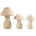Grzybki z drewna H: 4,5 i 6,5 cm 3 szt.